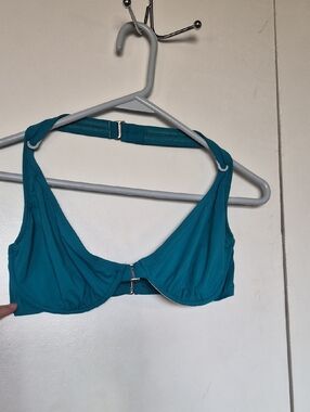 Vintage 90s Teal Underwire Halter Swim Top